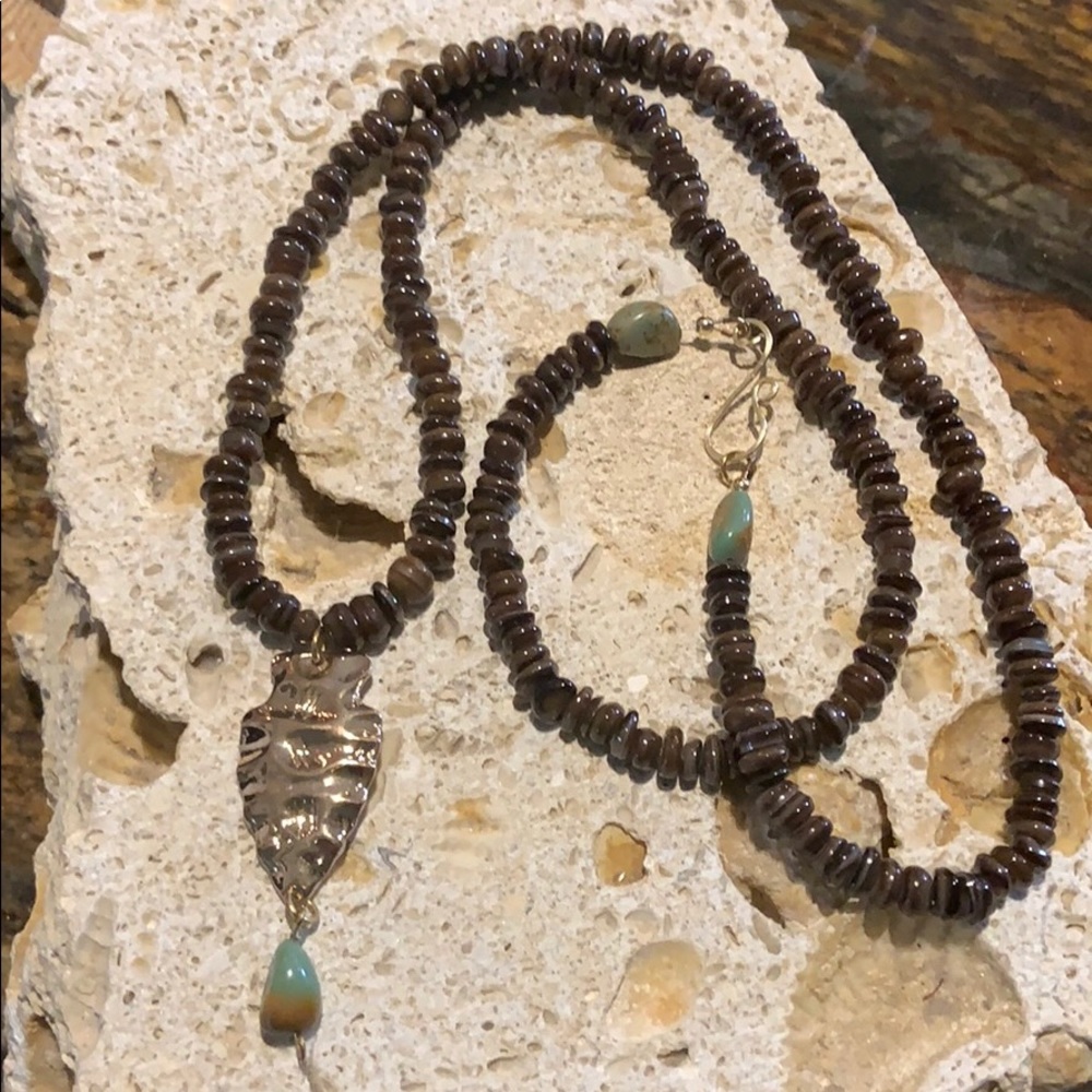 Turquoise & Obsidian Artisan Handmade Necklace